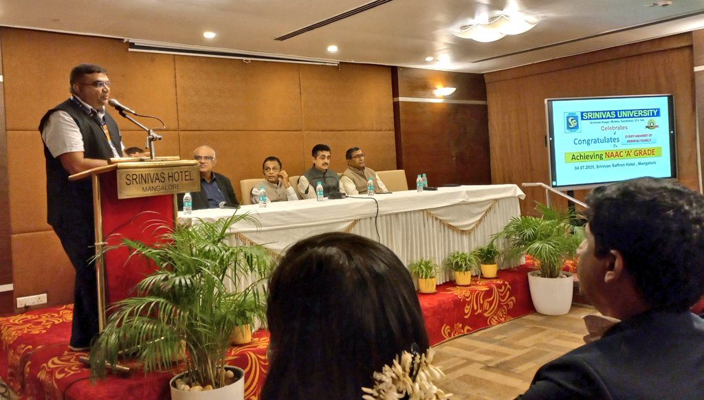 Hon'ble Chancellor of Srinivas University #DrCAARaghavendraRao Ji &amp; Pro-Chancellor #DrASrinivasRao Ji congratulated the Registrars, NAAC Criteria Coordinators, Deans, HODs, Faculty &amp; Staff Members for achieving grade "A" in #NAAC Assessment.
#SrinivasUniversity #SUIETMukka