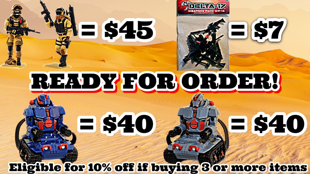 It's Friday! It's pay day! Do YOU know where your new Delta-17 toys are??? 

delta17.myshopify.com

And yes, 10% off applies at checkout when you purchase 3 or more items.