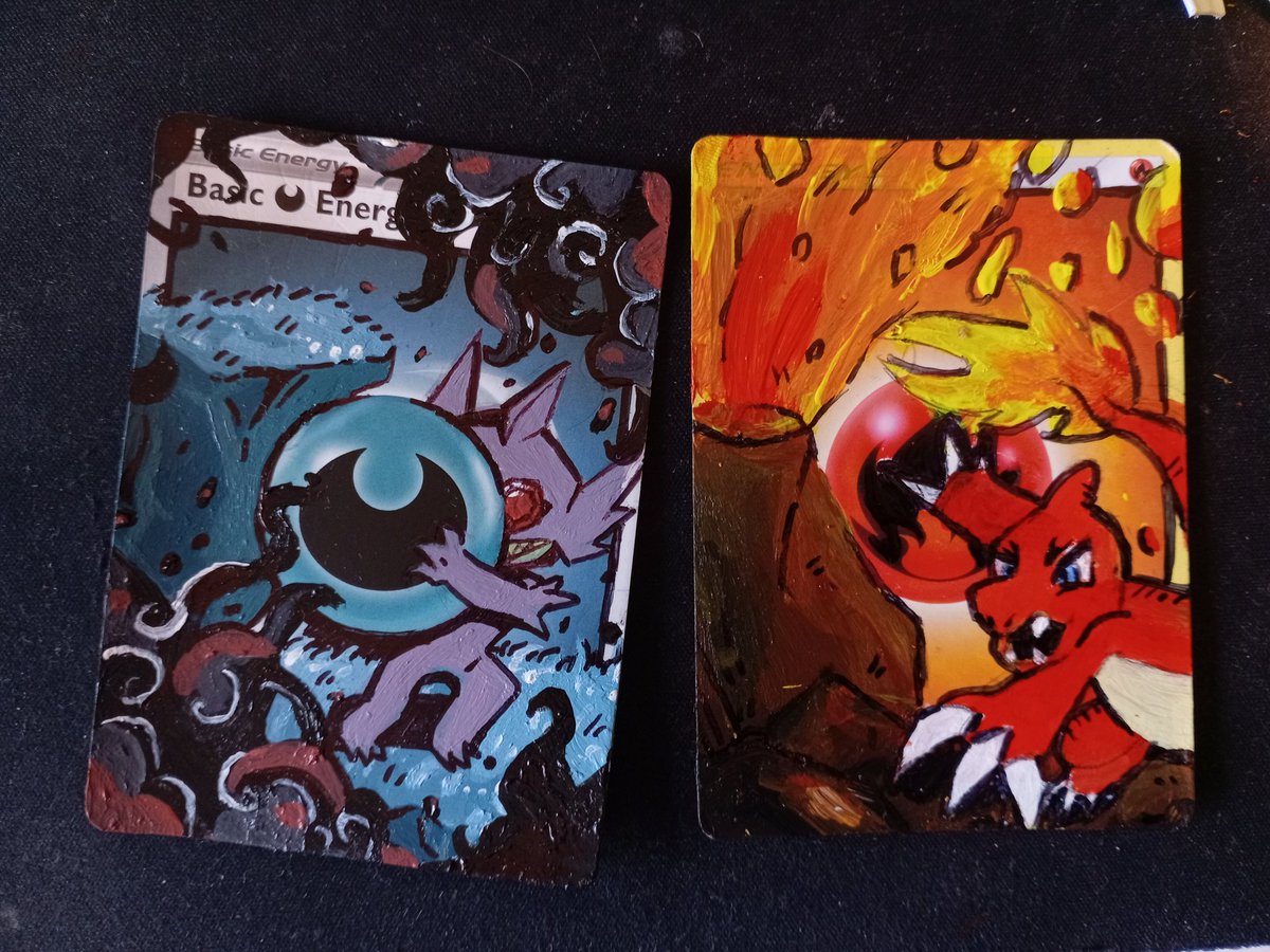_shuppet's tweet image. Painted pokemon energy cards with sobr