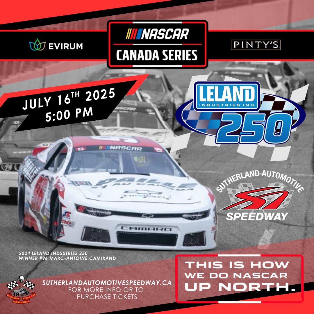 🏁Catch the Nascar Canada Series 250 Race at Sutherland Automotive Speedway on July 16th!

Head to sutherlandautomotivespeedway.ca for details!

🎫Listen to Cruz Mornings with Stacie for your LAST CHANCE to win a pair of tickets!
