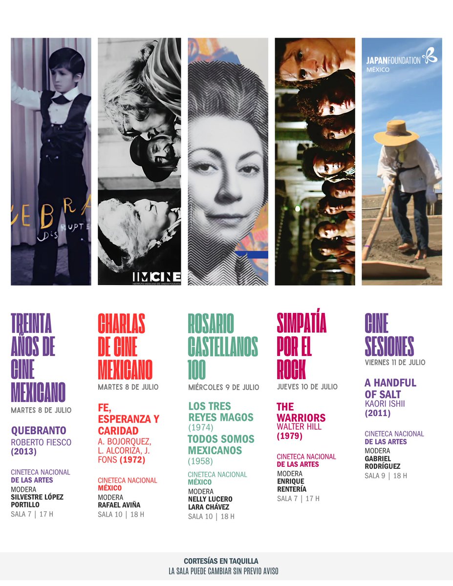 Con clásicos del cine nacional e internacional, te invitamos a no perderte ninguna proyección gratuita que Cineteca Nacional México 🔴 y Cineteca de las Artes 🟣 tienen para ti. 🎬📽️