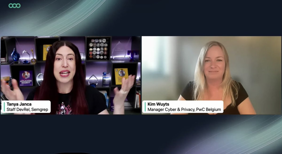 Privacy, threat modeling, and <a href="/shehackspurple/">Tanya Janca | Shehackspurple</a> !
You can imagine how much I enjoyed this webinar.🤩

Missed it? Good news. The recording is available now. 

Thanks for the fun conversation, Tanya 💜

youtu.be/mC1TGCFjaOU?si…