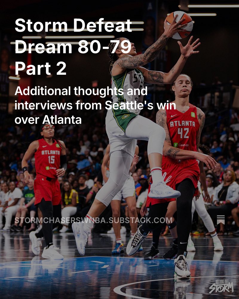 Storm Chasers (@wnbastormchaser) on Twitter photo In Part 2 of the Stormās 80-79 win, I wrote about Nneka Ogwumike making more history, the Stormās impressive record against the top teams in the #WNBA, their rebounding woes, and how Seattleās front office is playing some 4D Chess. Plus interviews! stormchaserswnba.substack.com/p/storm-defeat⦠In Part 2 of the Stormās 80-79 win, I wrote about Nneka Ogwumike making more history, the Stormās impressive record against the top teams in the #WNBA, their rebounding woes, and how Seattleās front office is playing some 4D Chess. Plus interviews! stormchaserswnba.substack.com/p/storm-defeatā¦