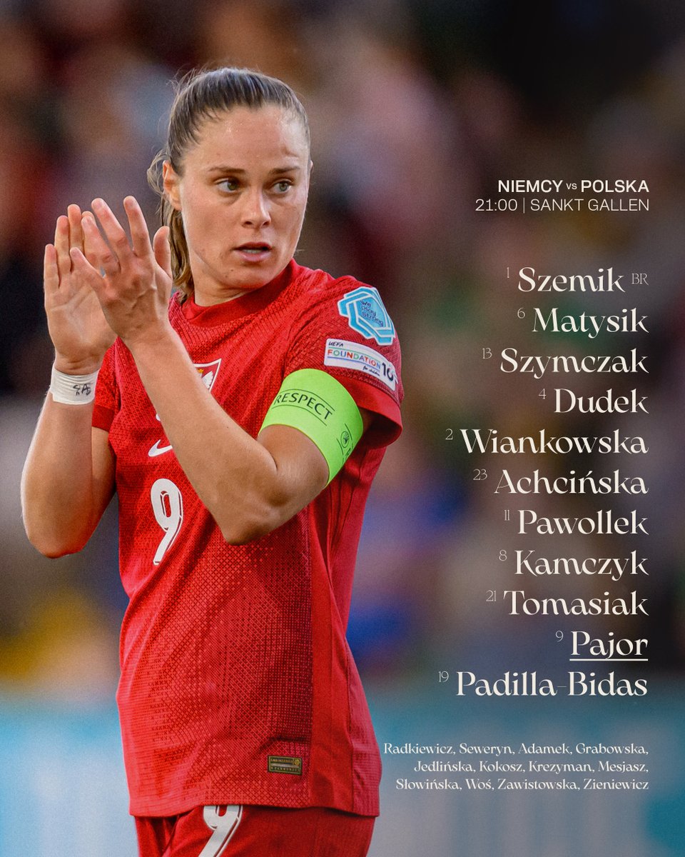 Dziś po raz pierwszy zagramy na WEURO.🥹
Pierwszy gwizdek. Pierwsza jedenastka.
Pierwszy krok do spełnienia marzeń.❤️ 
__
#GERPOL 🇩🇪🇵🇱
#CzasNaNasząHistorię #WEURO2025