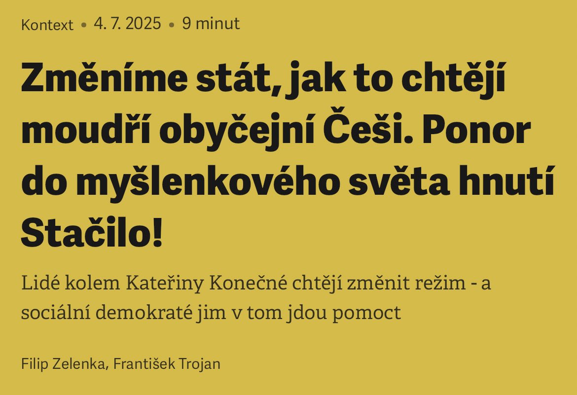 Filip Zelenka (@filipzelenka3) on Twitter photo Konečná a její komunisté, Vidlák a jeho influenceri antisystémového rázu a kdo ještě? Formace Stačilo! je to nejradikálnější, co naše politika nabízí, jak to může vypadat, kdyby se dostali jeho politici k vládě?
psali jsme s <a href="/FTrojan/">František Trojan</a> <a href="/RESPEKT_CZ/">Týdeník Respekt</a> Konečná a její komunisté, Vidlák a jeho influenceri antisystémového rázu a kdo ještě? Formace Stačilo! je to nejradikálnější, co naše politika nabízí, jak to může vypadat, kdyby se dostali jeho politici k vládě?
psali jsme s <a href="/FTrojan/">František Trojan</a> <a href="/RESPEKT_CZ/">Týdeník Respekt</a>