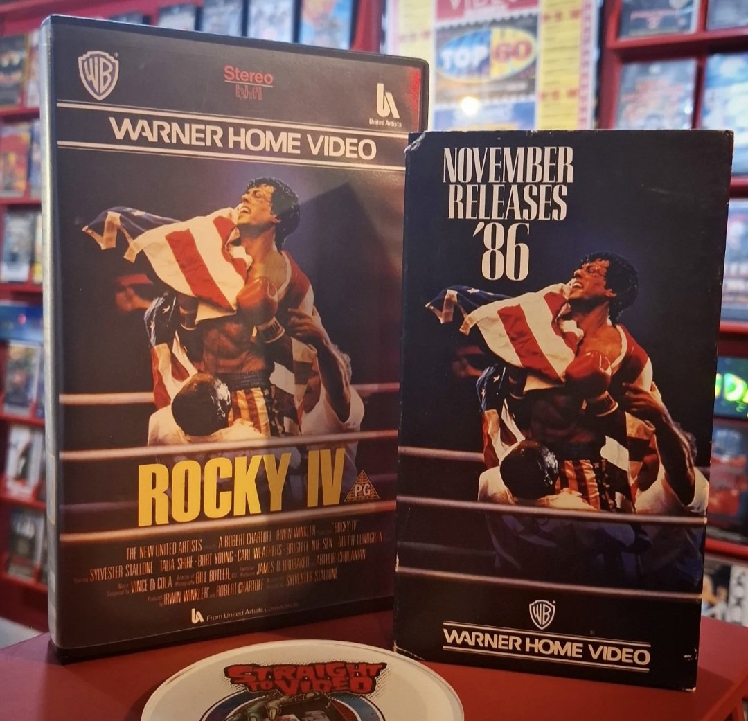 80sVideoShop's tweet image. What an awesome find.... ❤️ it when cool Promo Items like this turn up and nothing cooler than it having the Rocky IV image front and centre. Other previews on the tape really don't compete.... Under The Cherry Moon, Rainbow Brite, One on One, Sparkle!