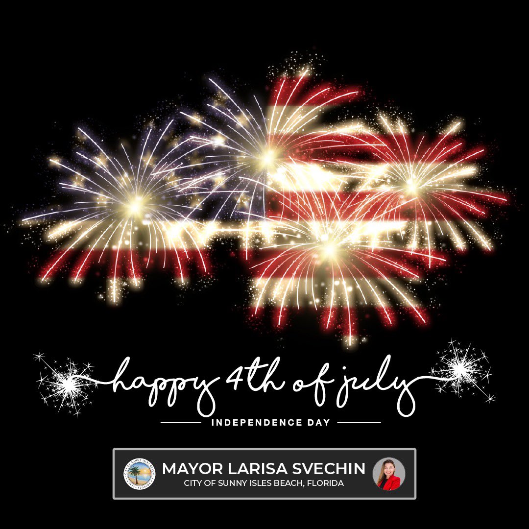 Happy Independence Day.
May you celebrate surrounded by warmth and cheer. #July4th #HappyBirthdayAmerica #SunnyIslesBeach