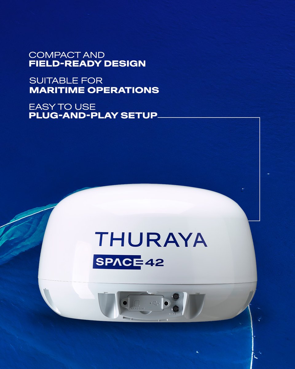 space42ai's tweet image. When you're out at sea, you need to stay connected at all costs. The Thuraya Mobile Broadband Hotspot (MBH) is an L-band mobile #satellitesolution purpose-built for reliable #mobileconnectivity, even in remote locations.
 
The need for quick, secure, and resilient #connectivity