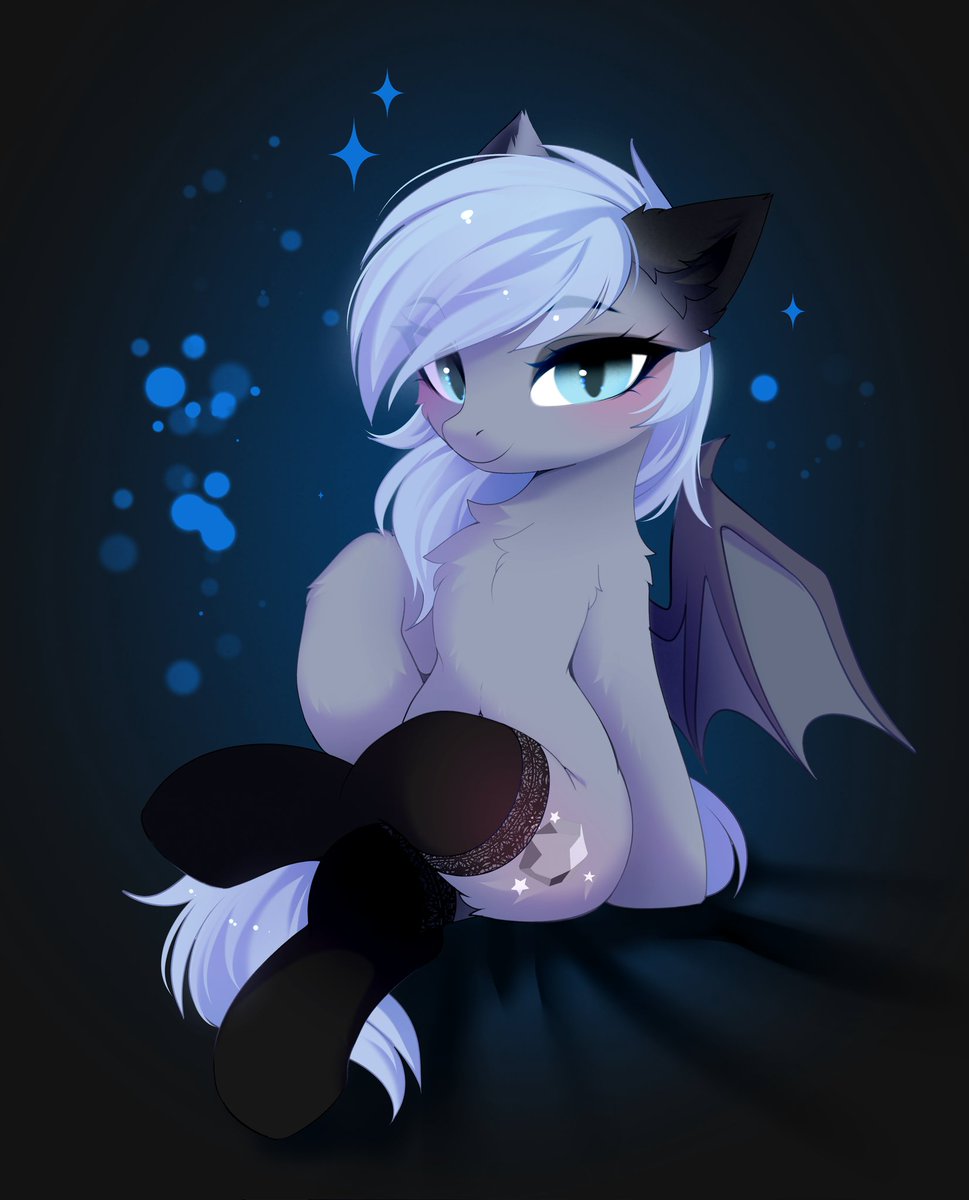 Her name is Evening Silvershade ^^
I drew this bat-pony with love for Local Sugar Provider   ♥️

 ♥️If you like my art, go to the following link and choose the poses you like the most♥️,

there are very cheap drawings but  all of them are on excellent drawing quality. ^^