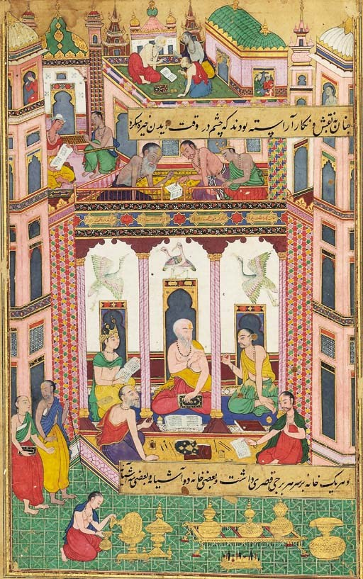 Amit Guha (@amitguha2020) on Twitter photo The building for Dasaratha's sacrifice
By Nur Muhammad
Mughal, 1594 CE
Gouache and gold on paper
From the Ramayana for Akbar's mother, Hamida Banu Begum. This is the only folio signed by the artist (in one of the cartouches on the frieze).
<a href="/ChristiesInc/">Christie's</a> The building for Dasaratha's sacrifice
By Nur Muhammad
Mughal, 1594 CE
Gouache and gold on paper
From the Ramayana for Akbar's mother, Hamida Banu Begum. This is the only folio signed by the artist (in one of the cartouches on the frieze).
<a href="/ChristiesInc/">Christie's</a>