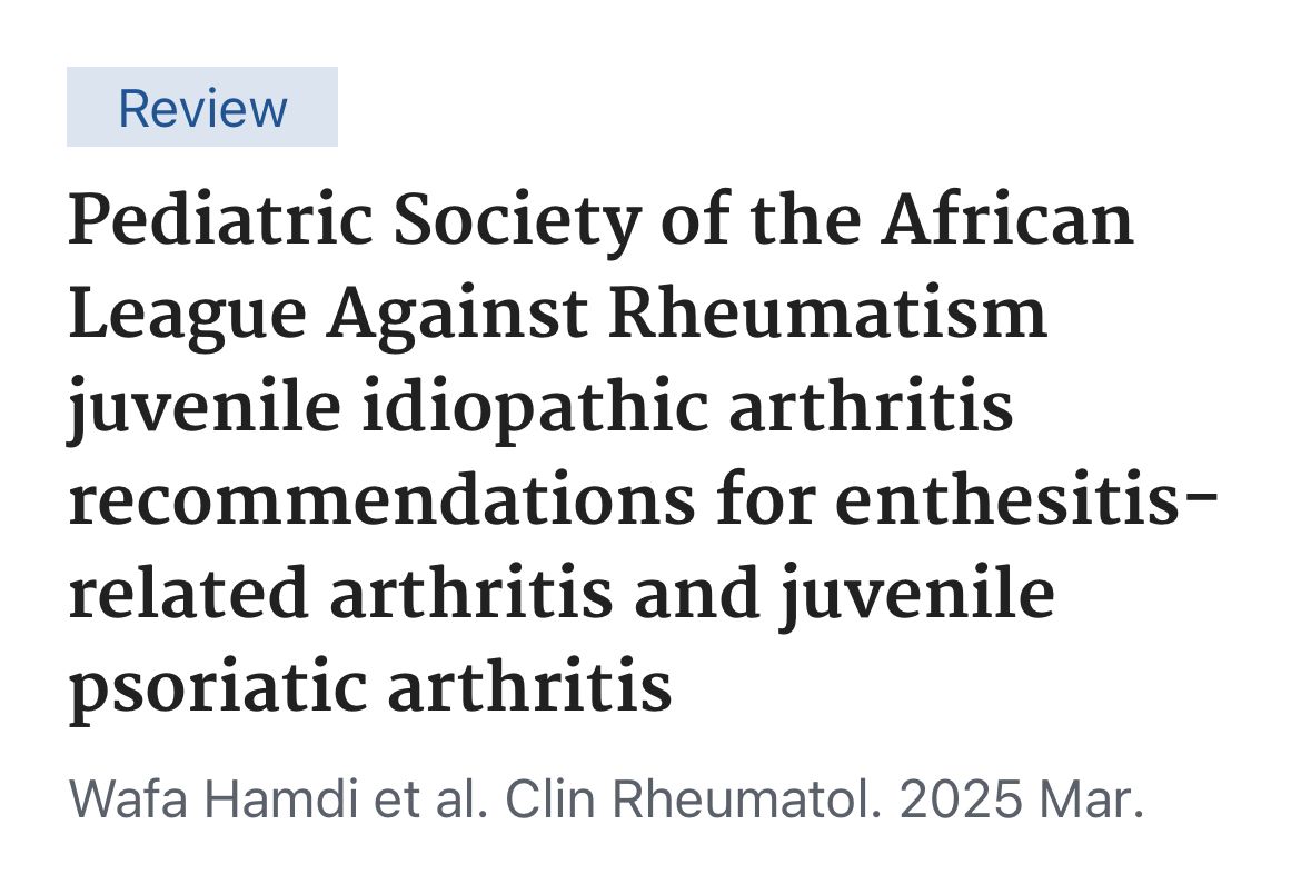 Exciting news!!

PAFLAR published 15 powerful recommendations tailored specifically for diagnosing and managing enthesitis-related arthritis (ERA) and juvenile psoriatic arthritis (JPsA) — all through an African lens.

These are accessible at 🔗pubmed.ncbi.nlm.nih.gov/39893309/