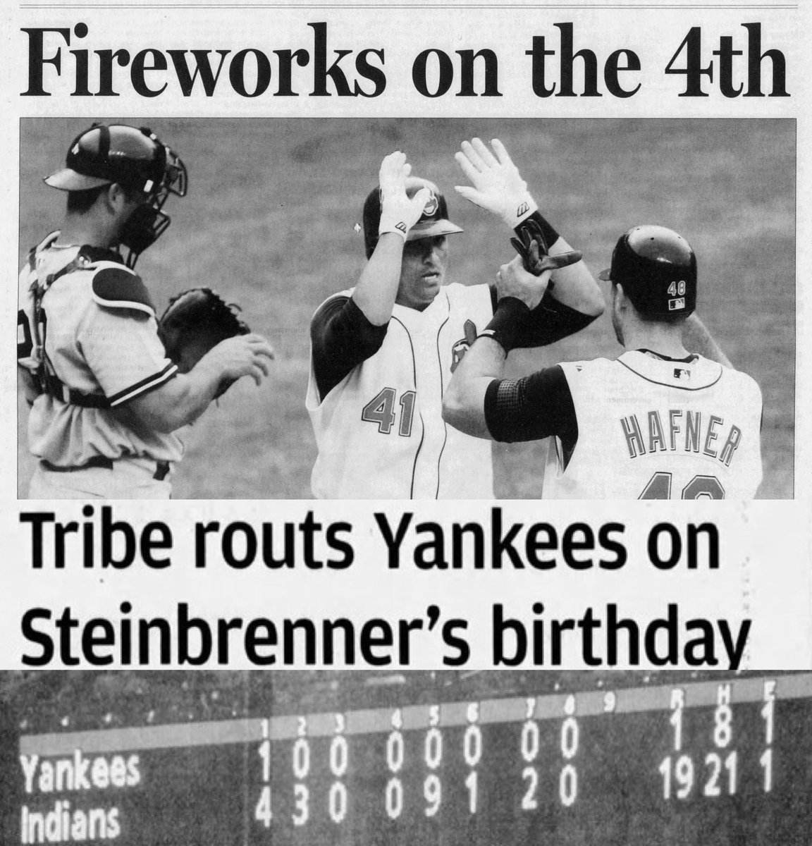 MrCleveland_216's tweet image. July 4, 2006: Happy Birthdays⚾️

On the Bday of America, Tribe thrashes Damn #RepBX￼ 19-1 to also ruin George Steinbrenner's bday

V-Mart goes 5 for 6 in Tribe's largest home win since 1950

#HappyBdayUSA🇺🇸
#4thOfJuly
#HappyBdayGeorge🎂