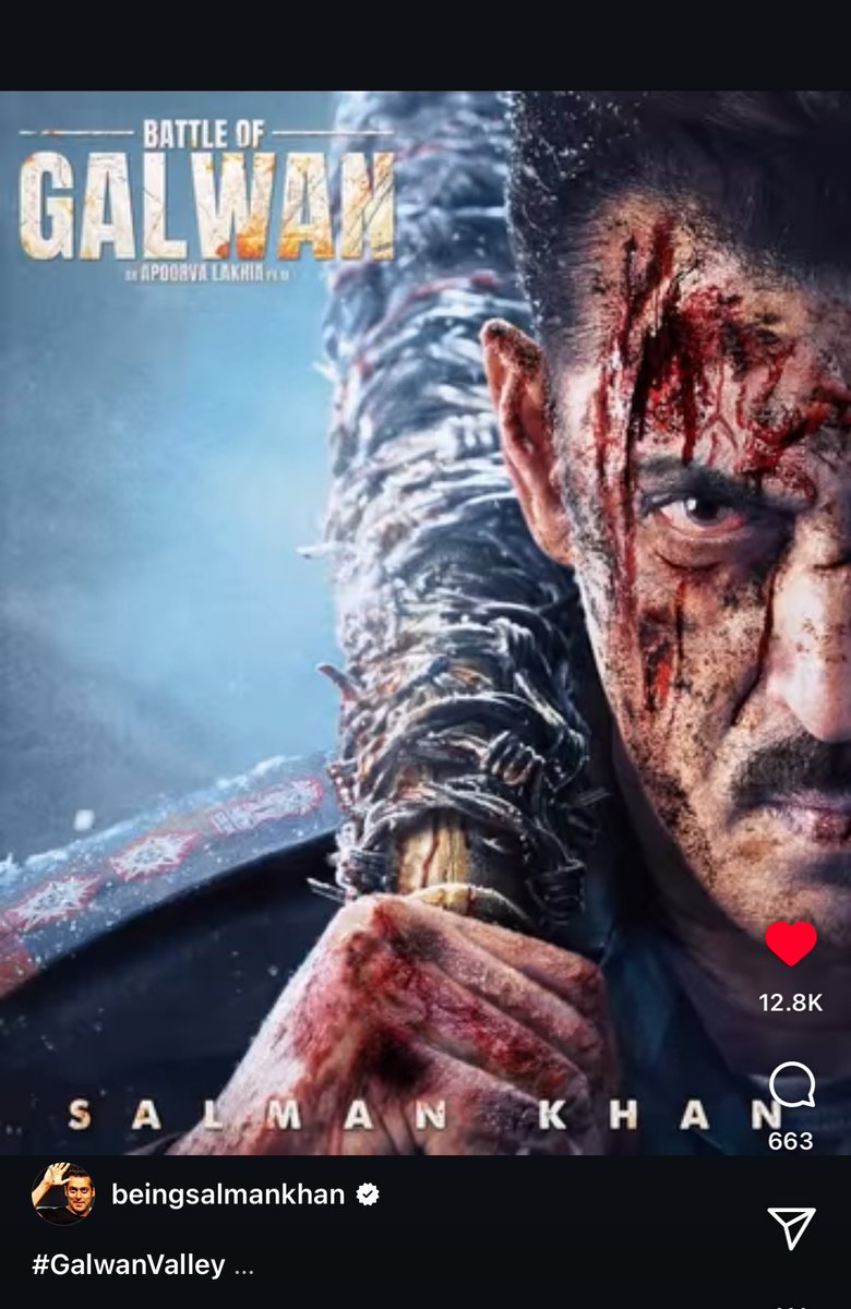 VishalRC007's tweet photo. Official announcement #GalwanValley 🔥 #SalmanKhan ‘s ig post🥶🔥 https://t.co/xSLaq0YpUc
