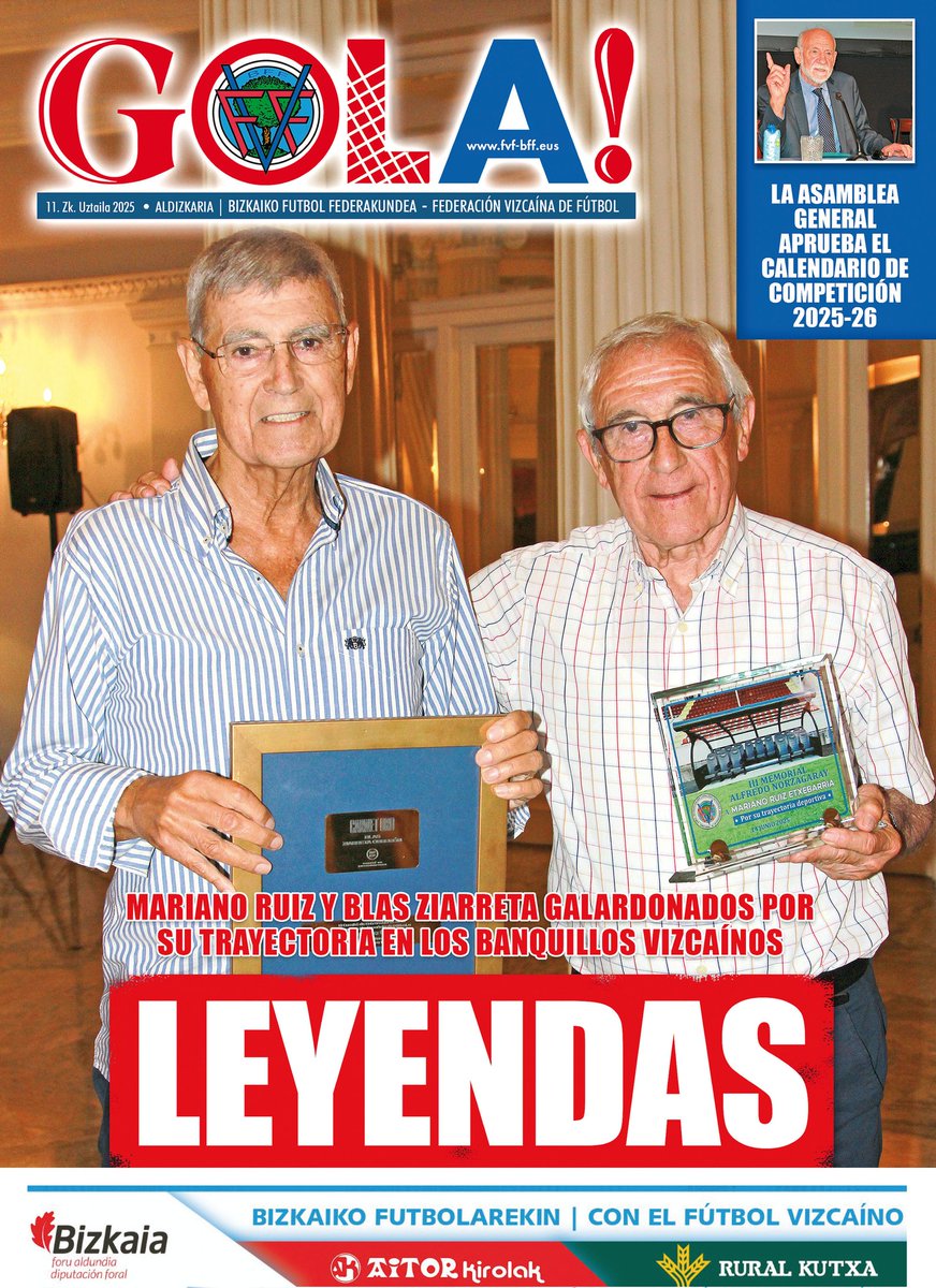 ⚽️ GOLA CIERRA LA TEMPORADA CON FOTOS DE LOS CAMPEONES

Una nueva edición de la revista digital GOLA ya está disponible para su descarga. Viene cargada de noticias y fotos sobre el final de la temporada 2024-25.
🔴 24 páginas con más de 120 imágenes
💻✍️👇
fvf-bff.eus/pnfg/NNws_ShwN…