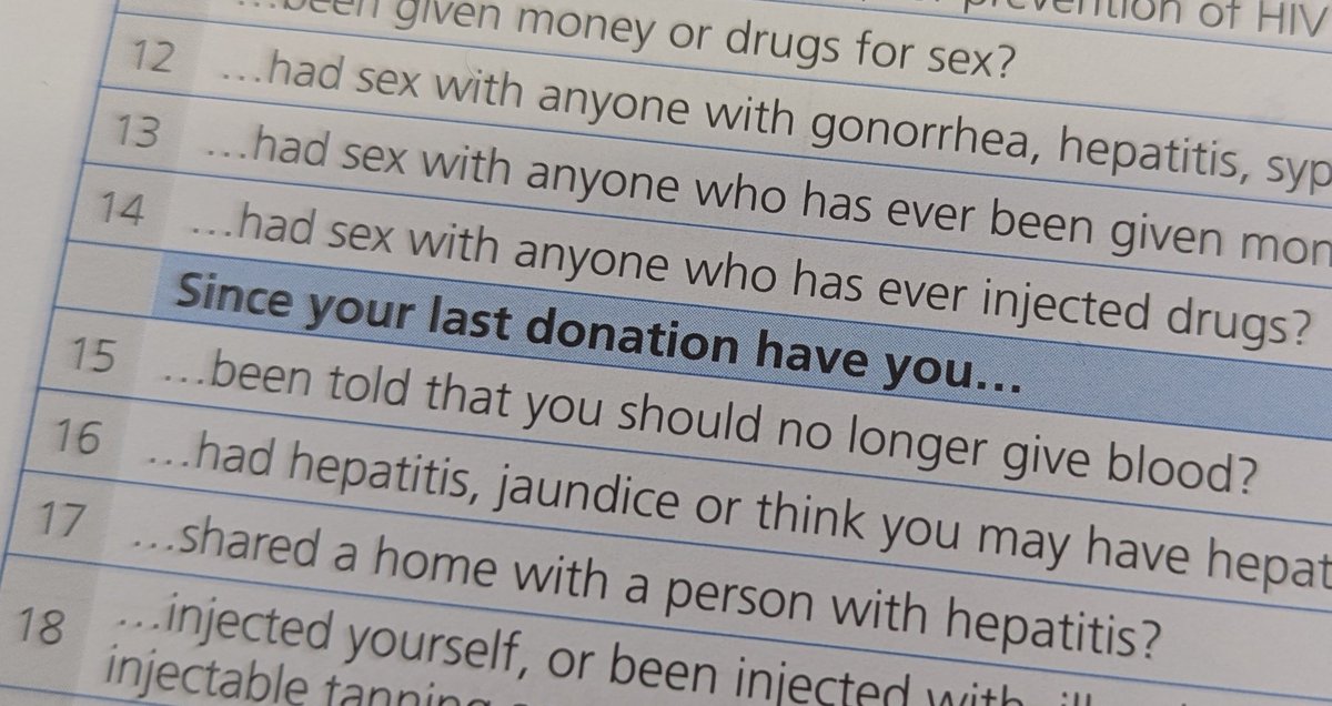 Giving blood again and this is my favourite question on the form. If you were told you shouldn't give blood but turned up to give blood only to be stopped by this question you may be an idiot and they should be allowed to take your organs m