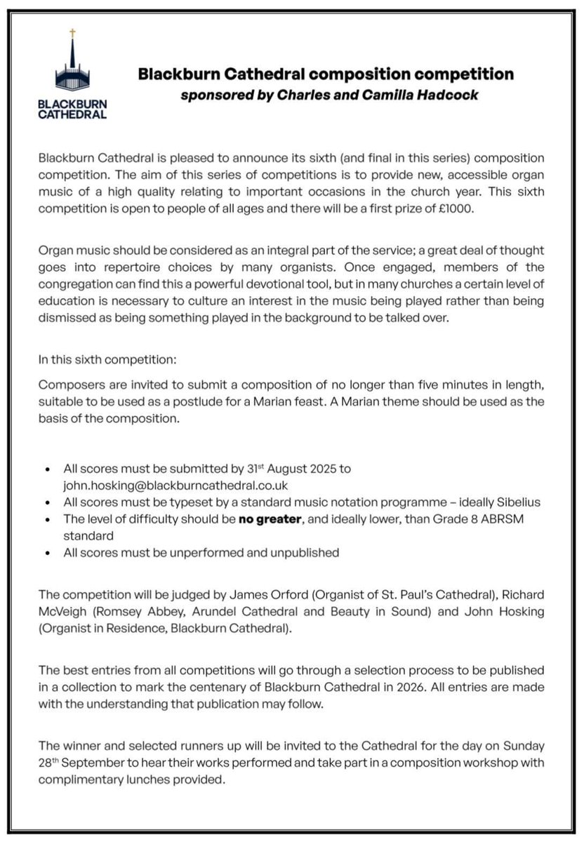 SWomenOrganists's tweet image. The latest competition is announced. Winning this could fund an organ tour, pay for more lessons, or expand the music library!