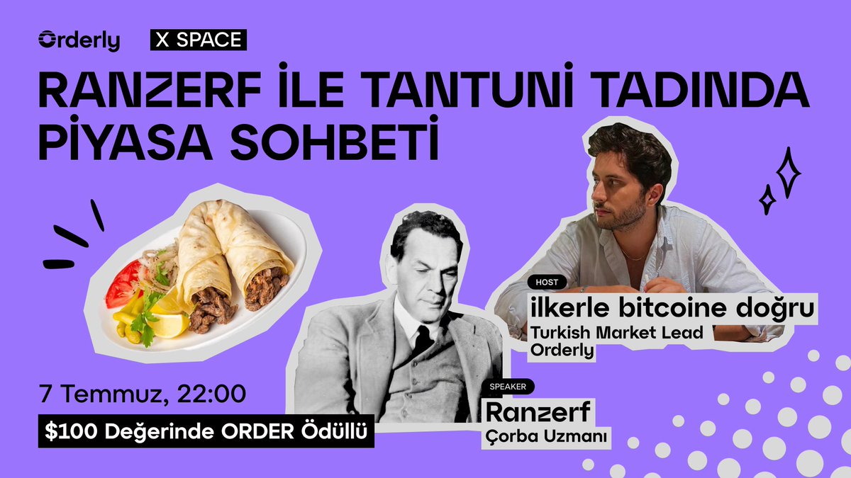 Bitcoin, kanser eden Ethereum ve altcoinler…

Piyasa dinamiklerini ve nasıl çorba parası kazanılabileceğini konuşacağımız $100 dolar değerinde $ORDER ödüllü X Space’e davetlisiniz.

🎙️Host: <a href="/olimposvarisi/">ilkerle bitcoine doğru</a> 
🎙️Konuşmacı: <a href="/Ranzerf/">Richard Sorge</a> 

Ödül için bu gönderiyi RT’lemeyi unutmayın!