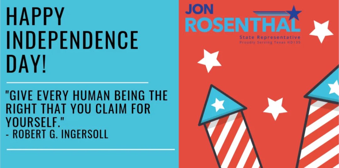 Jon_RosenthalTX's tweet image. As we celebrate our Nation's Independence let us always strive to make this a More Perfect Union! 🇺🇸