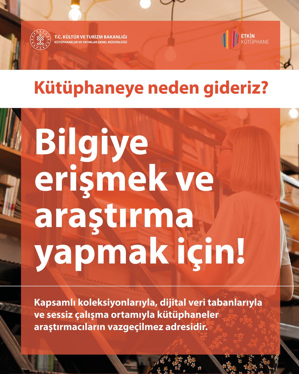 Kütüphaneler, bilgiye erişmenin ve araştırma yapmanın en güvenilir adresidir.

Zengin koleksiyonları, dijital veri tabanları ve sessiz çalışma ortamıyla kütüphaneler; araştırmacılar, öğrenciler ve bilgiye değer veren herkes için vazgeçilmez bir mekândır.

Siz de doğru bilgiye