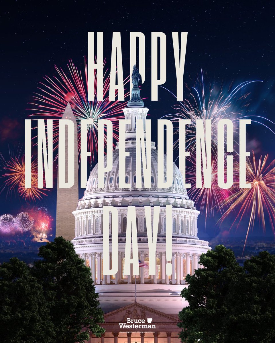 RepWesterman's tweet image. Happy Fourth of July! 🇺🇸
From the signing of the Declaration of Independence in 1776 to today, the American spirit has remained the same: hopeful, proud, and certain of a brighter future. As we celebrate America’s independence, may we remember the great courage it took for…