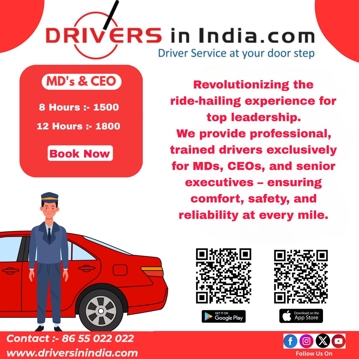 DriversinIndia's tweet photo. For MDs &amp; CEOs who value time, image &amp; precision — our chauffeurs match your standards.
💼 Executive Class. Elite Trained. Discreet.
#DriversInIndia #PremiumService #CEOTravel #Explore #Viral https://t.co/Wz75qjuWAR