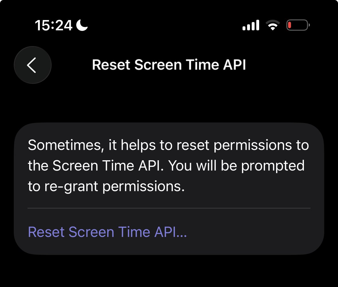 frederikRiedel's tweet image. PSA: if you encounter any issues on iOS 26 with one sec’s Re-Interventions or delayed interventions, please open one sec → Customize → Advanced → Screen Time Glitch → Reset Screen Time API.
…and please send a feedback report to Apple!
(My feedback is tracked under…