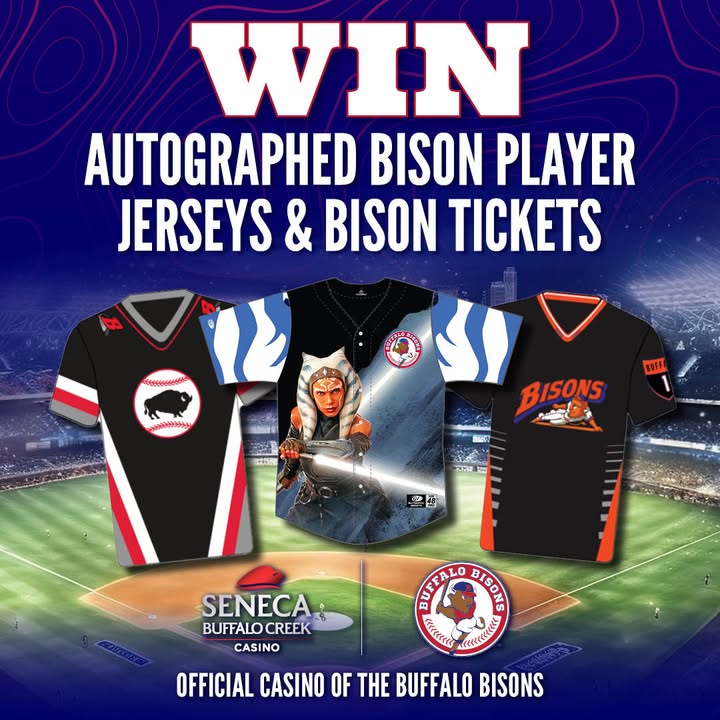 Seneca Buffalo Creek Casino (@senecabuffalo) on Twitter photo ๐จ Bisons Giveaway! ๐จ
Win 3 autographed player-worn jerseys + a 6-Pack of Flex Tickets ๐งขโพ
To enter:
๐ Like this post
๐ฒ Follow us on Instagram
โ
 Fill out the form: senecabuffalocreekcasino.com/win-autographeโฆ
๐ Winner announced August 1 - Letโs go, Buffaloooooo! ๐ฅ ๐จ Bisons Giveaway! ๐จ
Win 3 autographed player-worn jerseys + a 6-Pack of Flex Tickets ๐งขโพ
To enter:
๐ Like this post
๐ฒ Follow us on Instagram
โ
 Fill out the form: senecabuffalocreekcasino.com/win-autographeโฆ
๐ Winner announced August 1 - Letโs go, Buffaloooooo! ๐ฅ