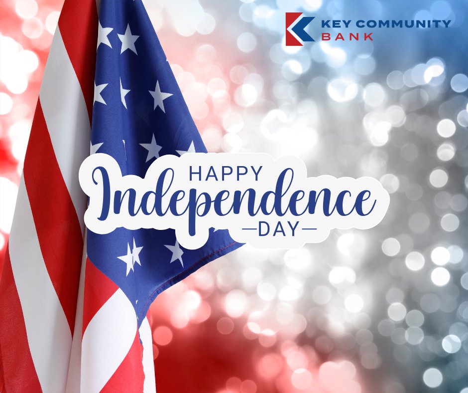 KeyCommunityIGH's tweet image. Happy 4th of July from Key Community Bank! 
Wishing you a safe and joyful holiday weekend. 🎆

Member FDIC, Equal Housing Lender

#KeyCommunityBank #IndependenceDay #HappyFourthOfJuly