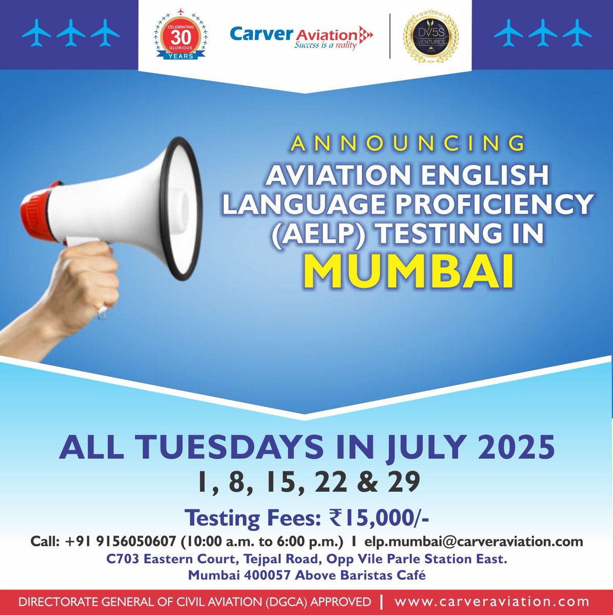 Have you missed the 1st Testing Date of this month? 😐

Don't worry !!
You can enroll for our next upcoming Testing Exams.😊

💫Testing Dates: 8,  15,  22,  29 June, 2025💫

📱Call now to know more: 9156050607

#aelptesting #aelp #aelptraining   #aviationlanguage #CarverAviation