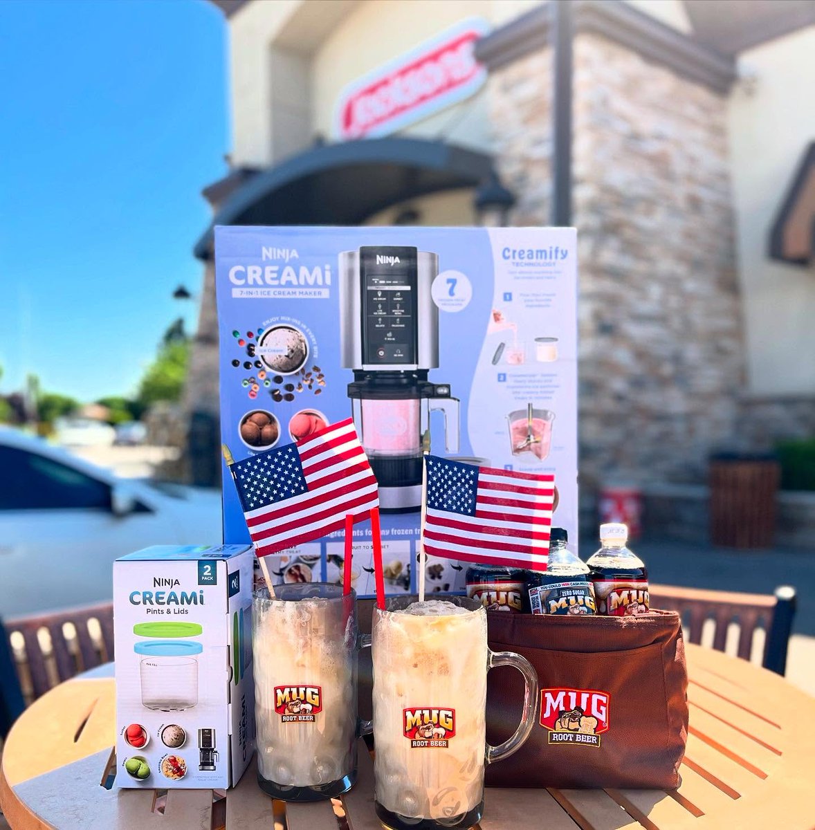 JacksonsStores's tweet image. We're celebrating the #4thofJuly with one of the most American desserts, the root beer float. We teamed up with @MugRootBeer for this epic Independence Day Giveaway! Enter on our Facebook or Instagram. 🇺🇸🍦🥤

#IndependenceDay #MugRootBeer #RootBeer #NinjaCreami #RootBeerFloat