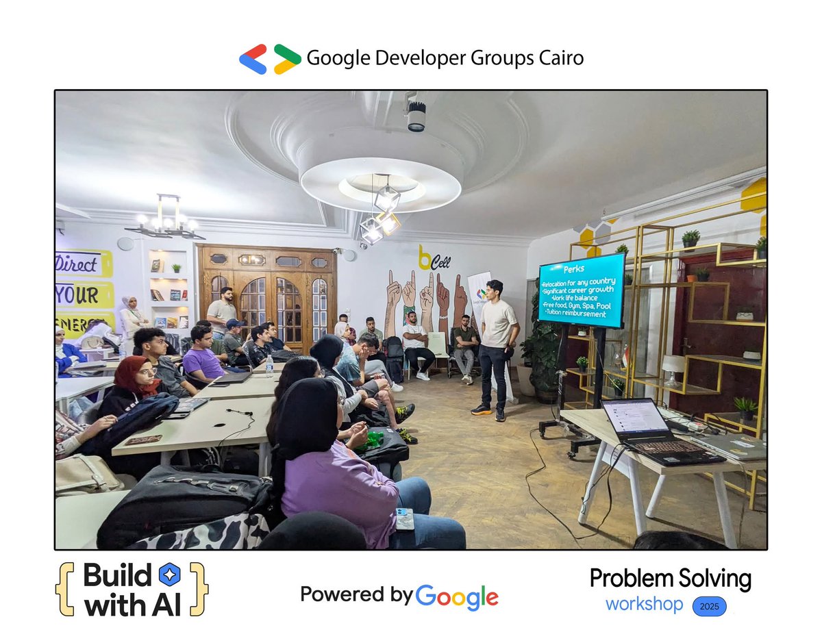 GDGCairo's tweet photo. It's happening now! 🎉 We're thrilled to have 👨‍💻 Anas Abbas, a Software Engineer at Google Ireland, on stage leading our Problem Solving workshop!🤩

With over 10 years of professional experience in the tech industry, https://t.co/gomrJJJ6m8