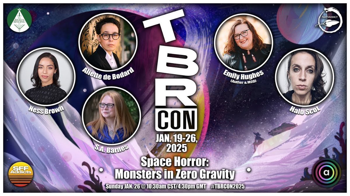 SFF Addicts Podcast (@sffaddictspod) on Twitter photo 🌟 <a href="/TBR_Con/">TBRCon</a> 2025 Highlight 🌟
The "Space Horror: Monsters in Zero Gravity" panel w/ Emily Hughes (mod) <a href="/StaceyKade/">Stacey Kade/S.A. Barnes</a> <a href="/nessthenovelist/">Ness Brown</a> <a href="/halo_scot/">Halo Scot (mostly on IG & Substack)</a> <a href="/ChrisHooley_/">Chris Hooley</a> <a href="/CJAggett/">CJAggett - Author & WCCS host</a> is now available in audio on our podcast feed.
LISTEN/WATCH HERE
linktr.ee/SFFAddicts
youtube.com/live/z2dXUBmnL… 🌟 <a href="/TBR_Con/">TBRCon</a> 2025 Highlight 🌟
The "Space Horror: Monsters in Zero Gravity" panel w/ Emily Hughes (mod) <a href="/StaceyKade/">Stacey Kade/S.A. Barnes</a> <a href="/nessthenovelist/">Ness Brown</a> <a href="/halo_scot/">Halo Scot (mostly on IG & Substack)</a> <a href="/ChrisHooley_/">Chris Hooley</a> <a href="/CJAggett/">CJAggett - Author & WCCS host</a> is now available in audio on our podcast feed.
LISTEN/WATCH HERE
linktr.ee/SFFAddicts
youtube.com/live/z2dXUBmnL…