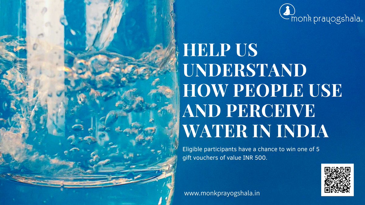 monkprayogshala's tweet image. #CallForParticipants
Help us understand how people use and perceive water in India by participating in a short research study!
Eligible participants have a chance to win one of 5 gift vouchers of value ₹500 Join now by clicking the link: buff.ly/Mx21Ubn