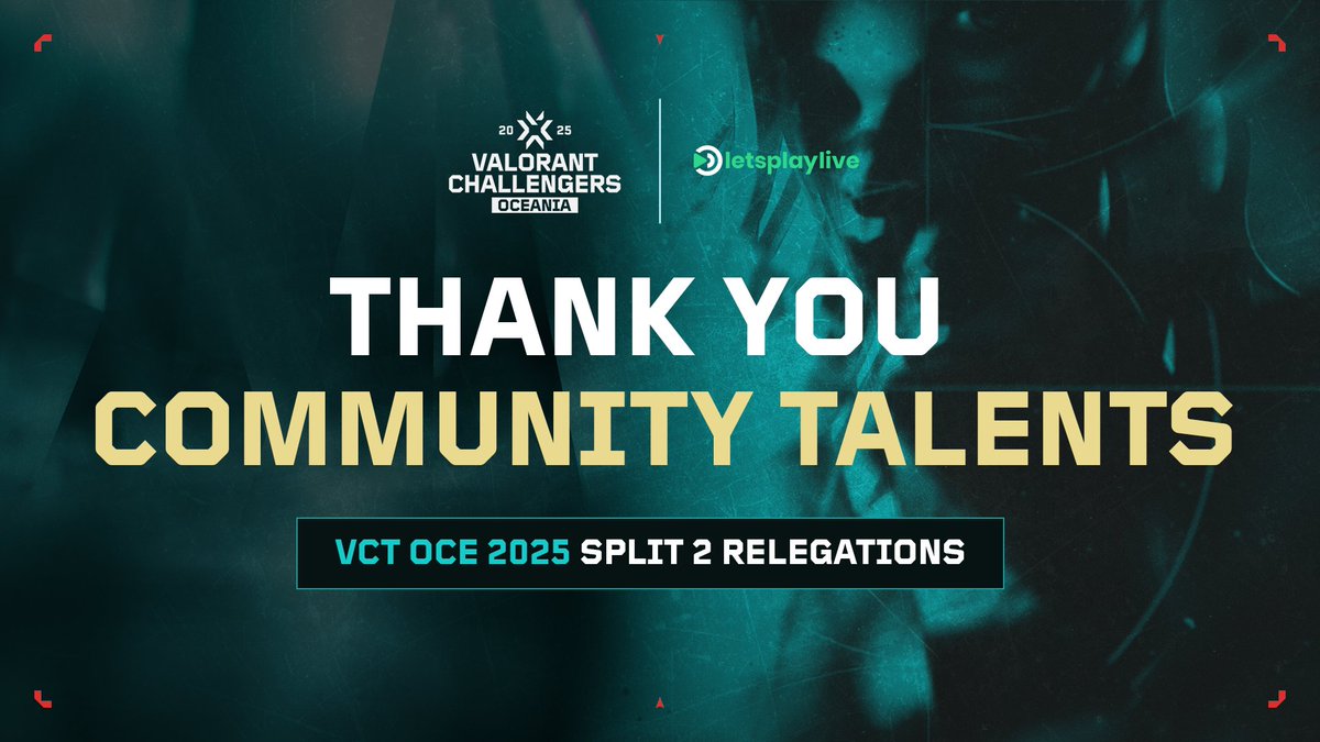 From seasoned veterans to fresh new faces, a huge THANK YOU to all our Community Talents for covering the VCT OCE 2025 Split 2 Relegations!!!!! 🎥🩷

<a href="/rqm_noah/">Noah</a> <a href="/pilot_vg/">Pilot</a> <a href="/siceisnice/">Sice</a> <a href="/HSP_Ali_/">JFT | HSP Ali</a> <a href="/mu1titudes/">mu1titudes</a> <a href="/sinOnTan5/">cosine</a> <a href="/RiotlineOCE/">Xander 'Riotline'</a> <a href="/PyroZero_/">thomas</a> <a href="/AtrociousAuthor/">Keskas l AtrociousAuthor</a> <a href="/Whiteneko55/">Shironeko</a> <a href="/R3_M31R/">-= R3_M31R =-</a> ++