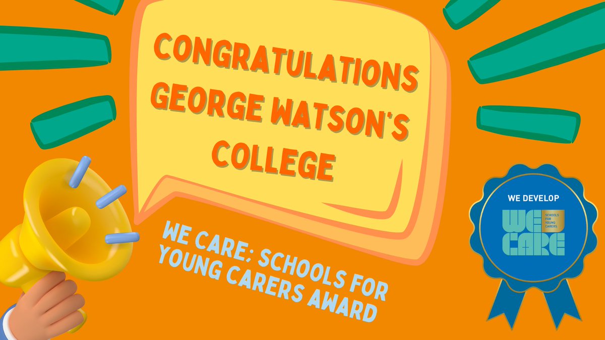 Huge congratulations to George Watson's College who achieved the We Develop level of the We Care Award this year! Your commitment to providing young carers with respite and group support in school is brilliant. Well done and thank you 🎉🙌🏆 #wecareaward #eycscotland