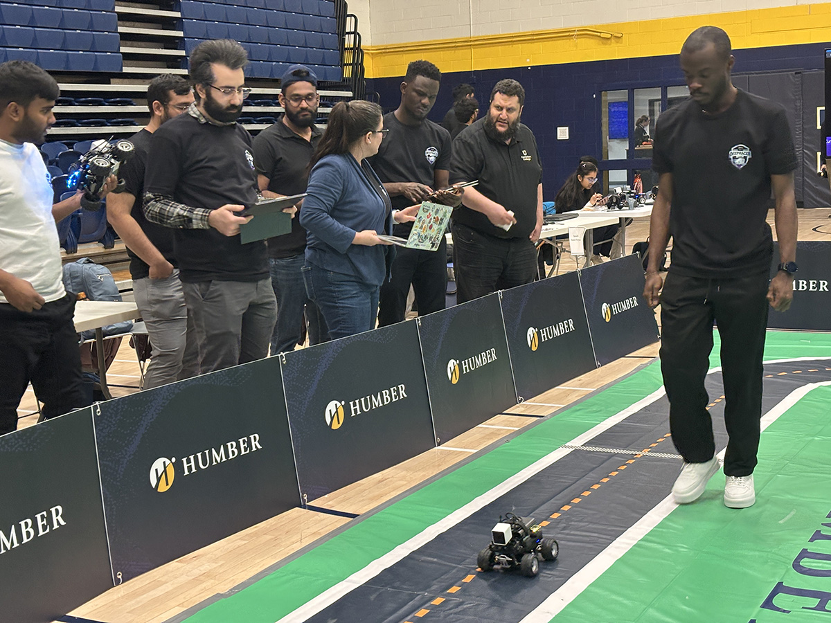 HumberToday's tweet image. .@HumberPoly students developed their programming skills while experimenting with Artificial Intelligence through the AWS DeepRacer competition that had them programming and racing a scale race car.
Read more in Humber Today: bit.ly/44hnacA
@HumberAppTech