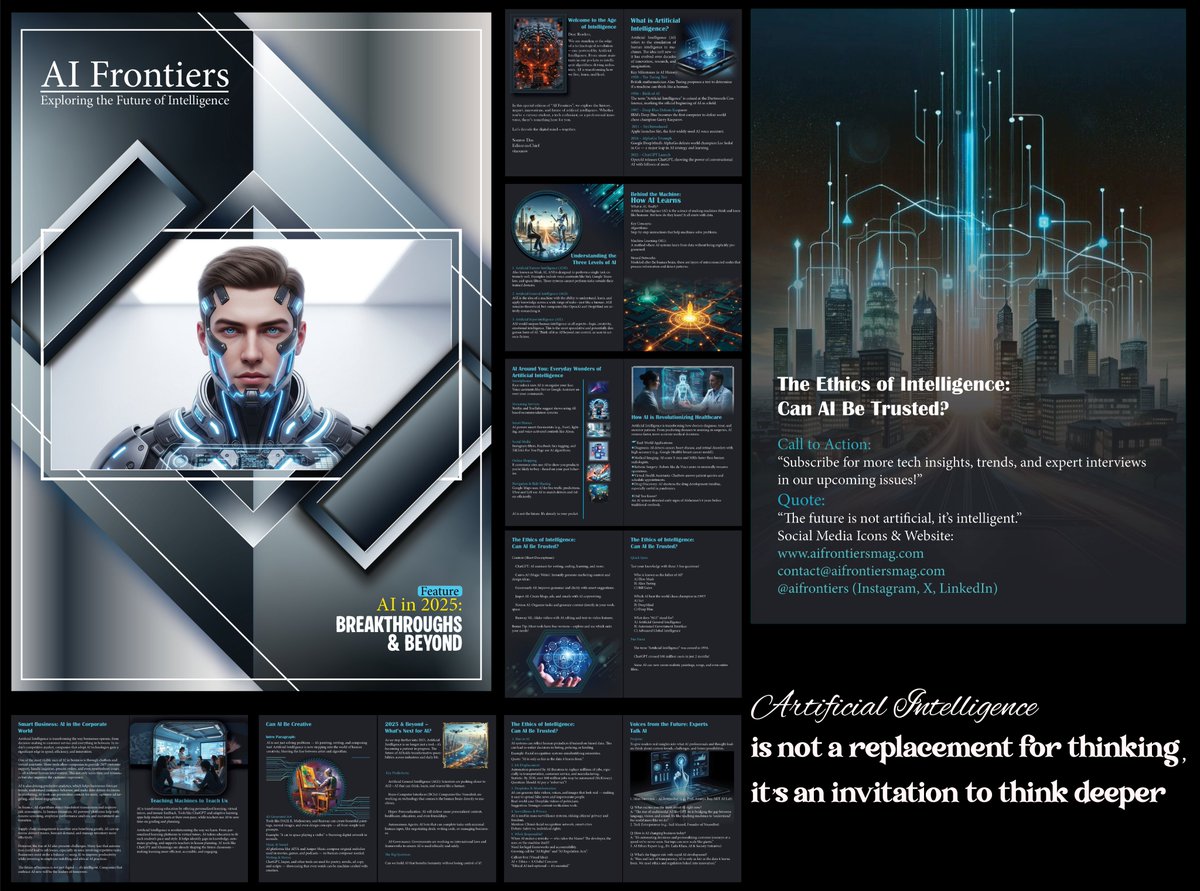 Compixal's tweet image. 🚀 The future of AI is here!
Read the latest issue of AI Frontiers now.
✨ Trends | Ethics | Creativity | Expert Views
🔗 aifrontiersmag.com
📩 contact@aifrontiersmag.com
#AIFrontiers #AI2025 #FutureTech #ArtificialIntelligence