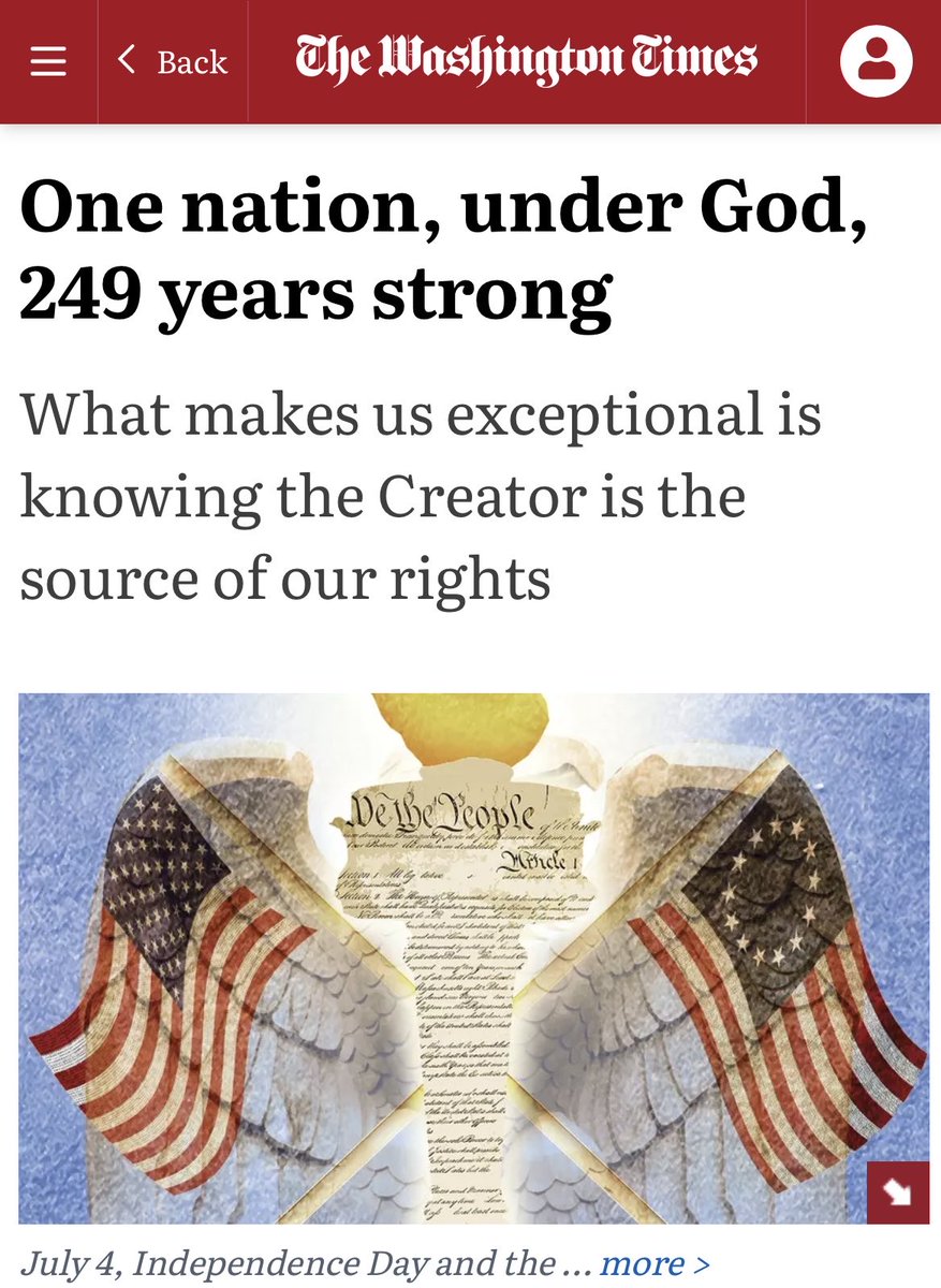 The true miracle of America is that, from the very beginning, we have recognized that our rights come not from government but from God.  #IndependenceDay2025🇺🇸
washingtontimes.com/news/2025/jul/…
