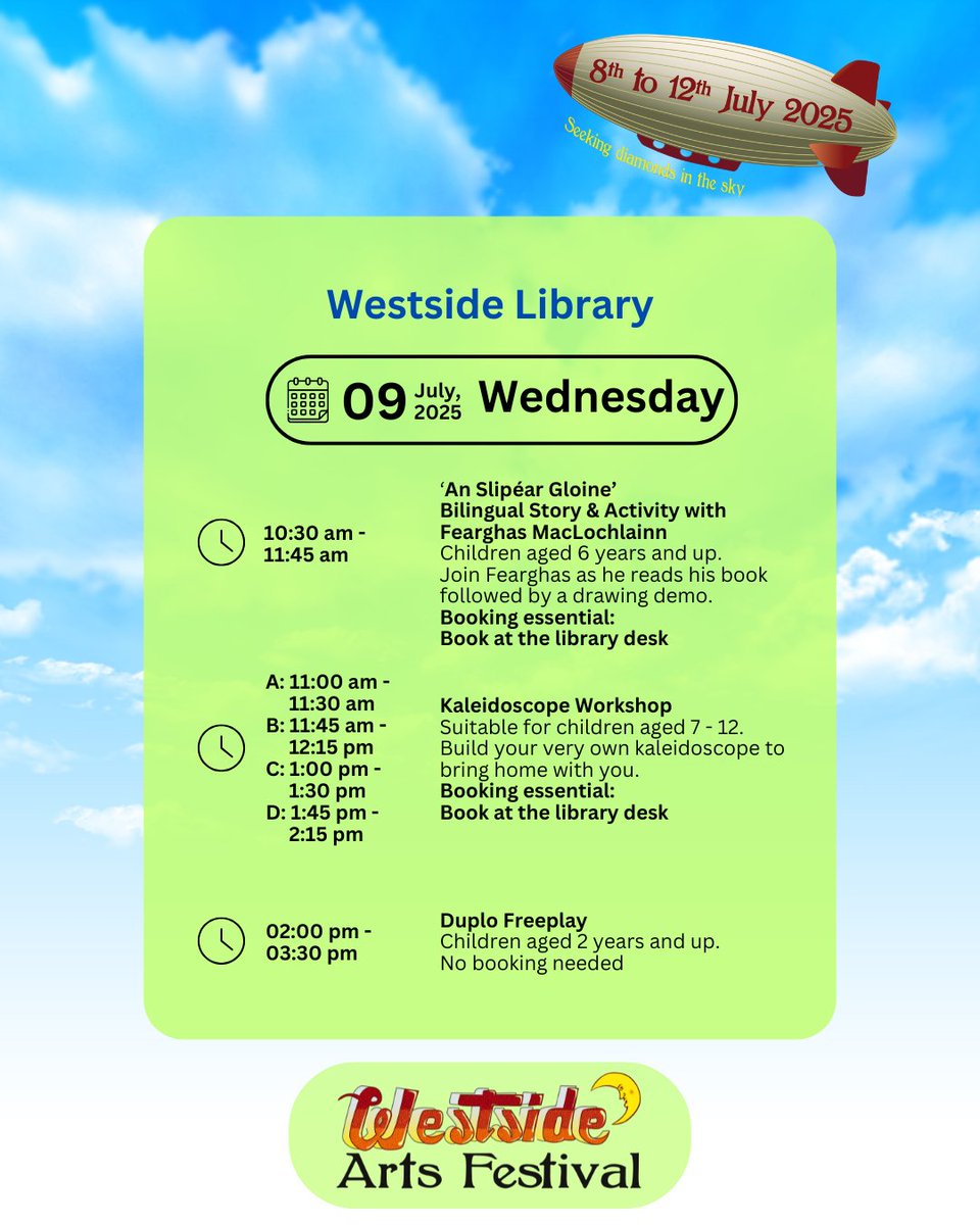 Westside Library (@westsidelib) on Twitter photo 🌟 Day One of Westside Arts Festival is in full swing!🎭✨
📅 Want to keep the good vibes going?
Check out the poster for tomorrow’s events — there’s something for everyone, and we can’t wait to welcome you back! <a href="/LibrariesGalway/">Galway Libraries</a> <a href="/GalwayCityCo/">Galway City Council</a> <a href="/CreativeIreland/">Creative Ireland</a> <a href="/GalwayCoCo/">Galway County Council</a> 🌟 Day One of Westside Arts Festival is in full swing!🎭✨
📅 Want to keep the good vibes going?
Check out the poster for tomorrow’s events — there’s something for everyone, and we can’t wait to welcome you back! <a href="/LibrariesGalway/">Galway Libraries</a> <a href="/GalwayCityCo/">Galway City Council</a> <a href="/CreativeIreland/">Creative Ireland</a> <a href="/GalwayCoCo/">Galway County Council</a>