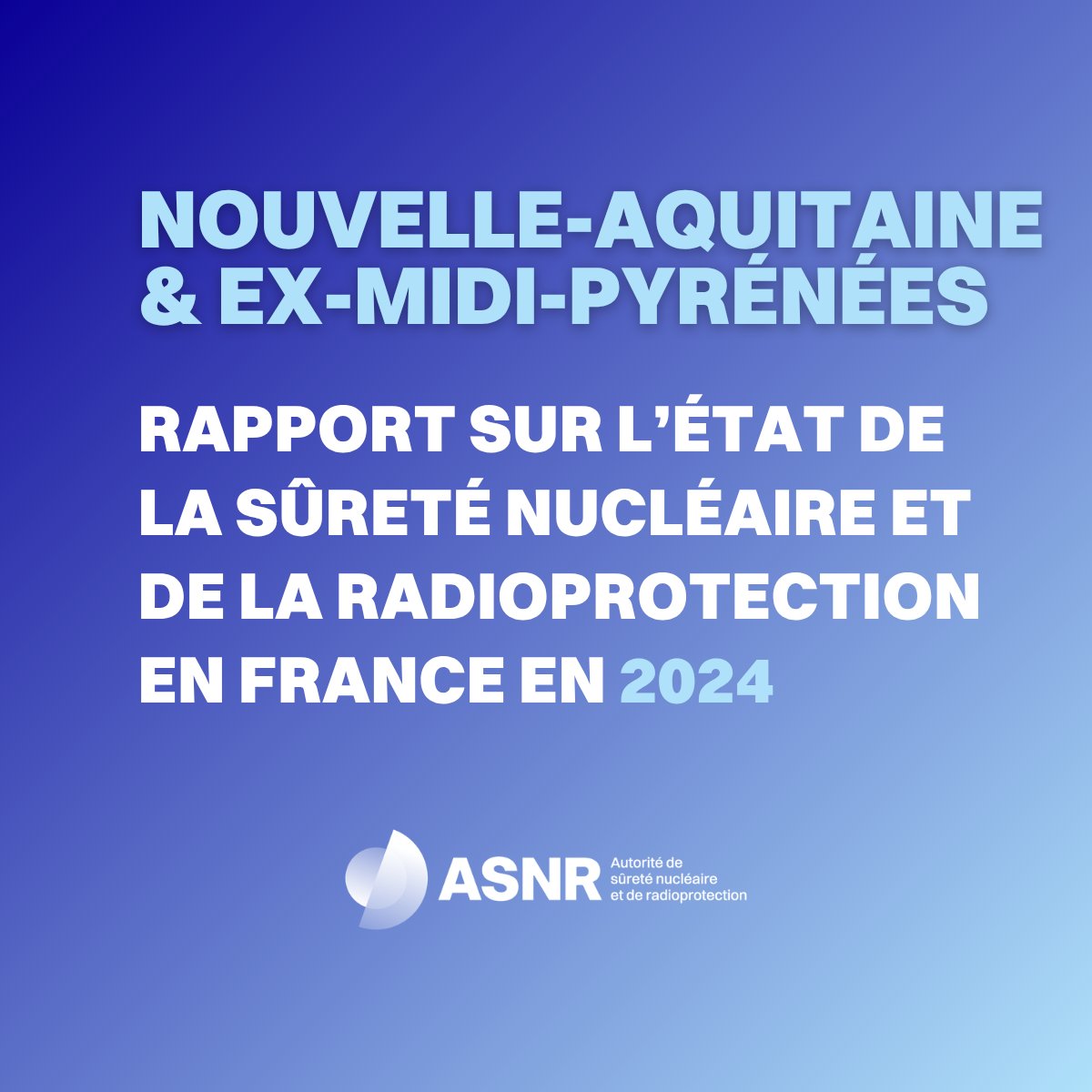 ASNR_FR's tweet image. #NouvelleAquitaine &amp;amp; ex-#MidiPyrénées | Niveau de la #SûretéNucléaire et de la #Radioprotection globalement satisfaisant d’après le bilan 2024 #ASNR.
📌Chiffre-clé : 189 #inspections dont 83 dans les centrales du #Blayais, #Civaux et #Golfech. Infos ➡️ asnr.fr/actualites/reg…