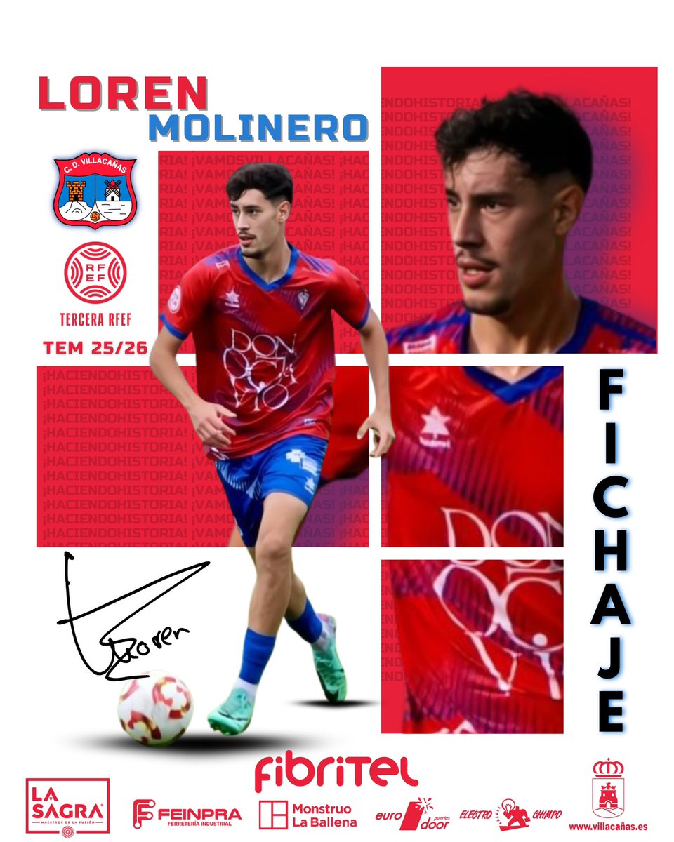 FICHAJE | Loren Molinero Gallego 🐙✍🏻💣

Lorenzo Molinero Gallego, “Loren”, vuelve a vestir la elástica villacañera 🟥🟦

A sus 28 años, el defensor tomellosero regresa al club donde dejó una huella imborrable en las temporadas 2020-21 y 2021-22. 

<a href="/LorenMolinero10/">Loren Molinero</a>