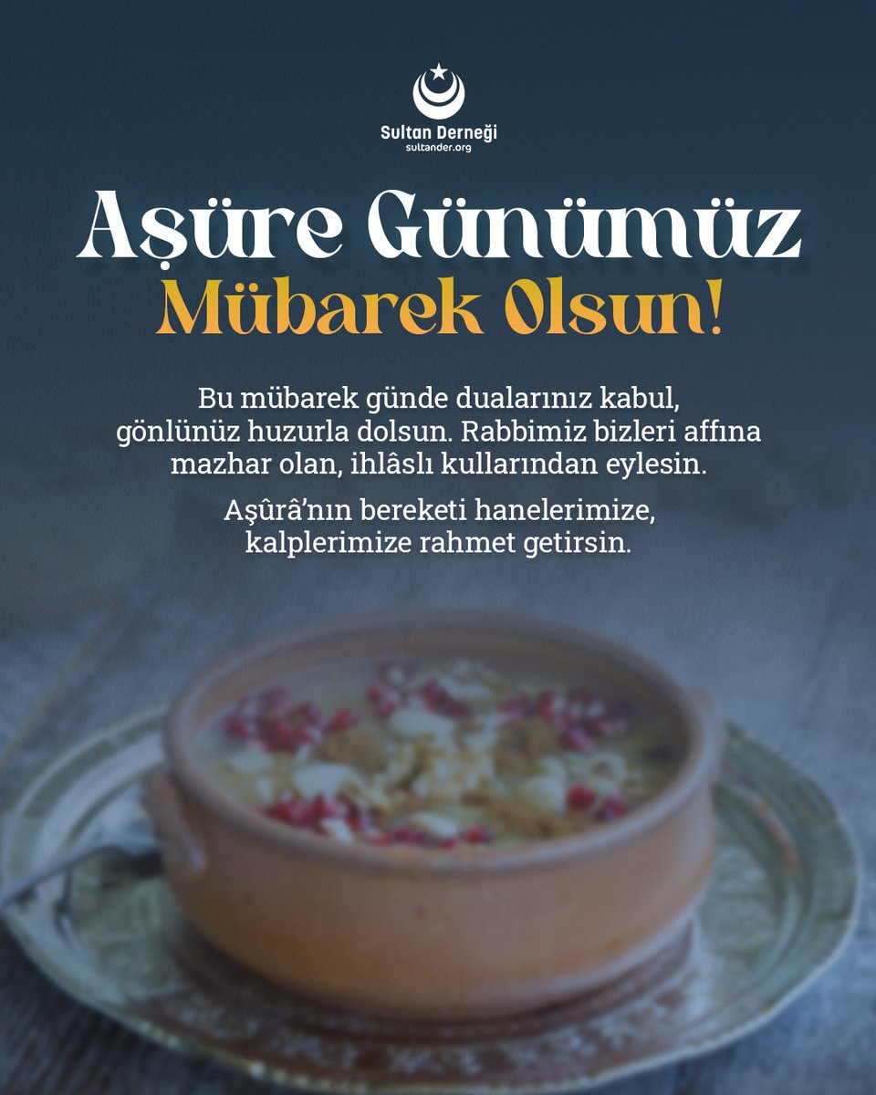 Bu mübarek günde dualarınız kabul, gönlünüz huzurla dolsun. Rabbimiz bizleri affına mazhar olan, ihlâslı kullarından eylesin. Aşûrâ’nın bereketi hanelerimize, kalplerimize rahmet getirsin.