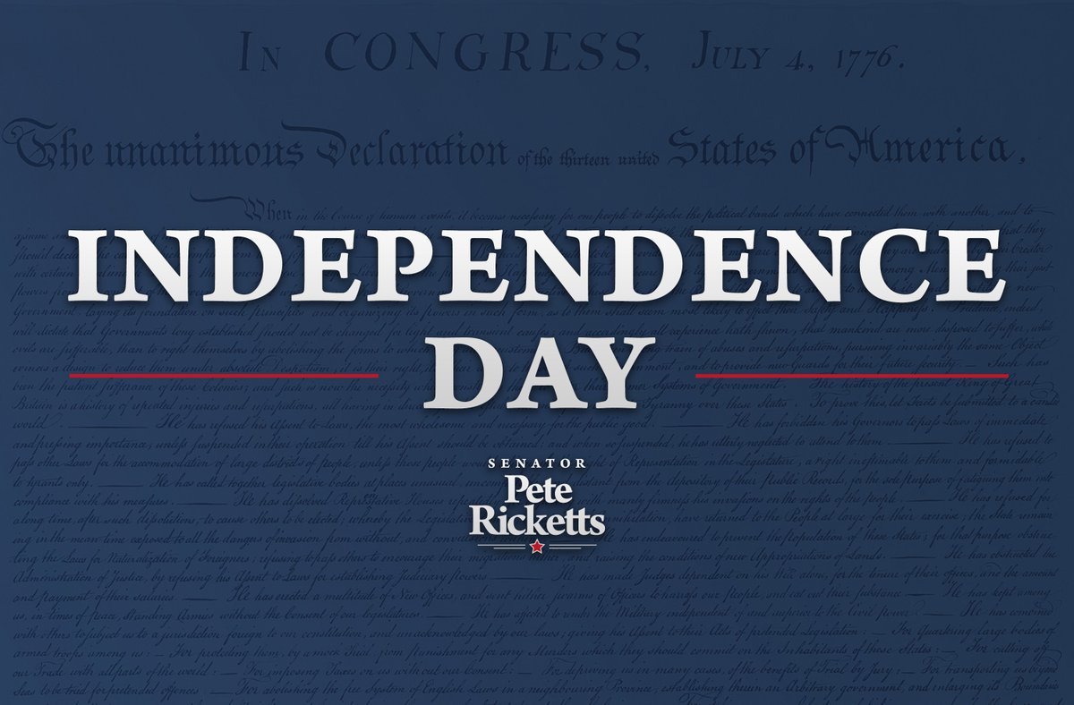 PeteRicketts's tweet image. Today, we celebrate our brave Founders who declared America's independence, and we remember the brave men and women who have defended our liberties since.
Happy Independence Day!