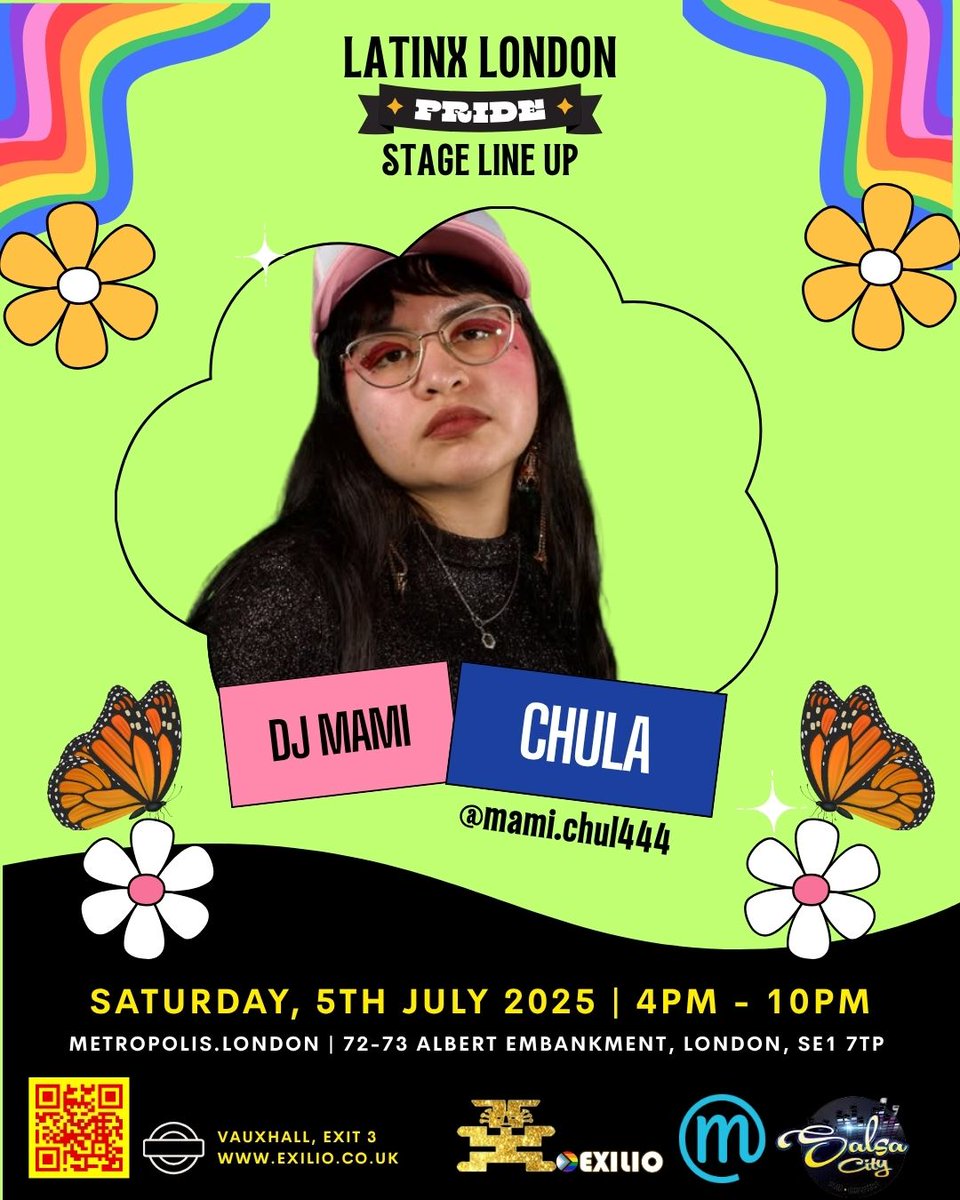🎧 MAMI CHULA (<a href="/belen/">Bel Mar</a>.chul4) llega desde Leeds al Latinx Stage con puro fuego queer.
🎶 Cumbia, perreo y resistencia tropical.
🕡 6:30PM
📍 Terraza @london.metropolis
🎟️ Entrada libre · 4–10PM
🌸 #ExilioLatinx #LatinxPrideLondon #MamiChula #ChosenFamilia
@pridelondon @londonpride
