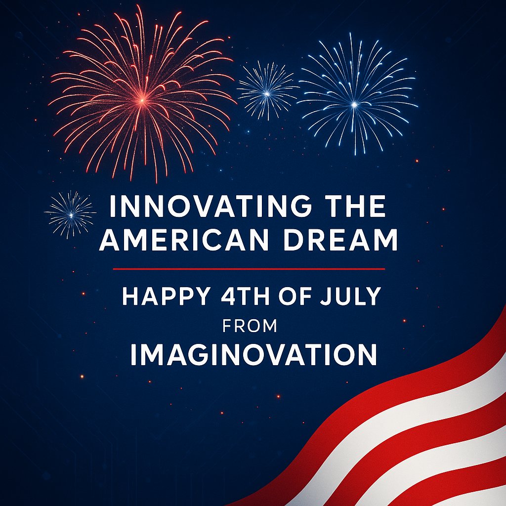 Celebrating freedom, bold ideas &amp; the power of innovation. At Imaginovation, we're proud to build digital solutions that shape America’s future. Happy 4th of July! 🎆🚀

#Happy4thOfJuly #DigitalTransformation #TechForGood #USAInnovation #AmericanDream #Imaginovation