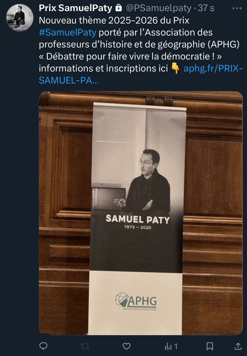 Prix #SamuelPaty Nouveau thème « Débattre pour faire vivre la démocratie ! »aphg.fr/PRIX-SAMUEL-PA…
