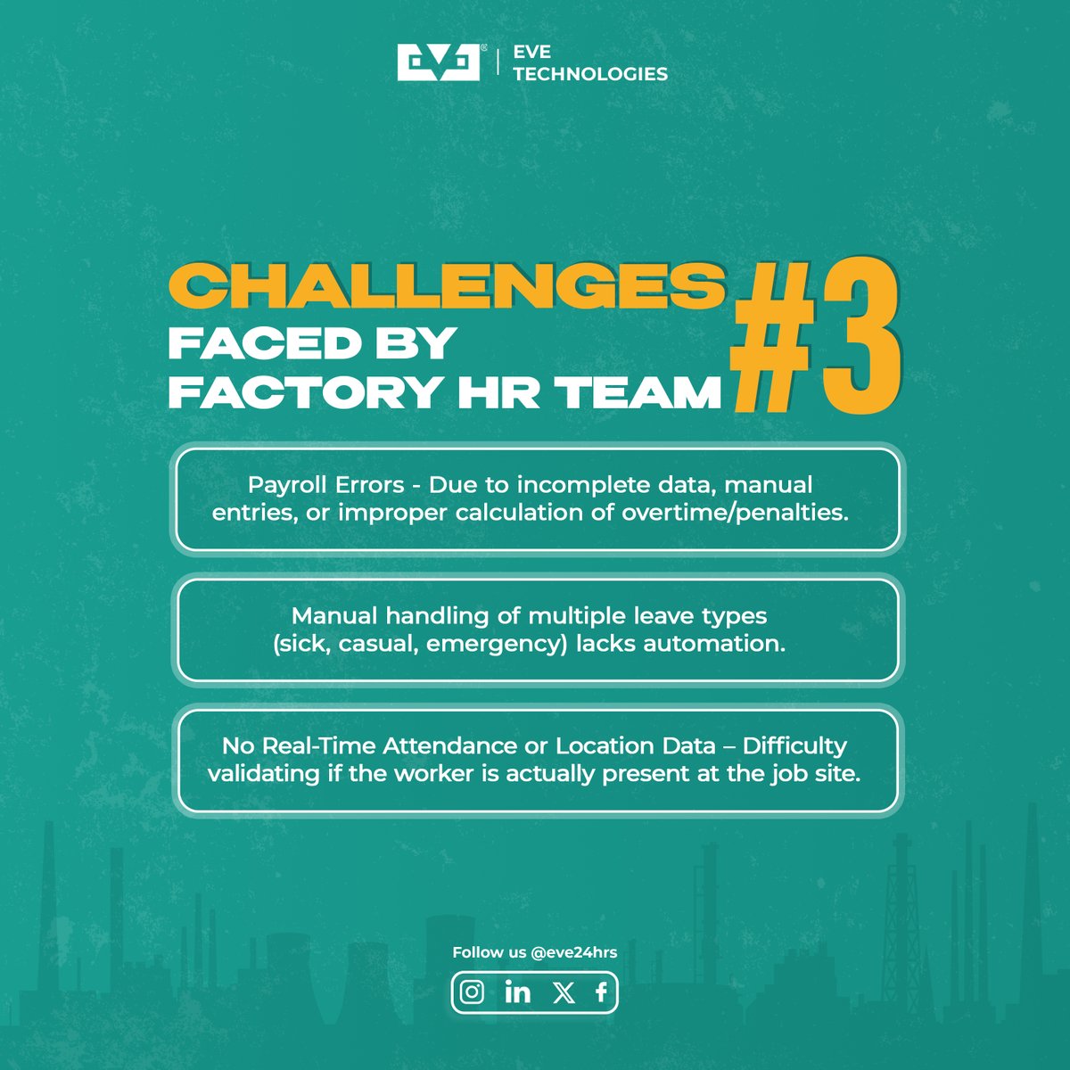 EveTechofficial's tweet image. From missed wages to mismanaged shifts—factory teams face real struggles every day.
We uncovered 3 critical challenges faced, swipe through to discover what’s broken—and how we’re fixing it.
#BlueCollarHR #FactoryManagement #HRtech #WorkforceSolutions #SmartHR #EveTechnologies