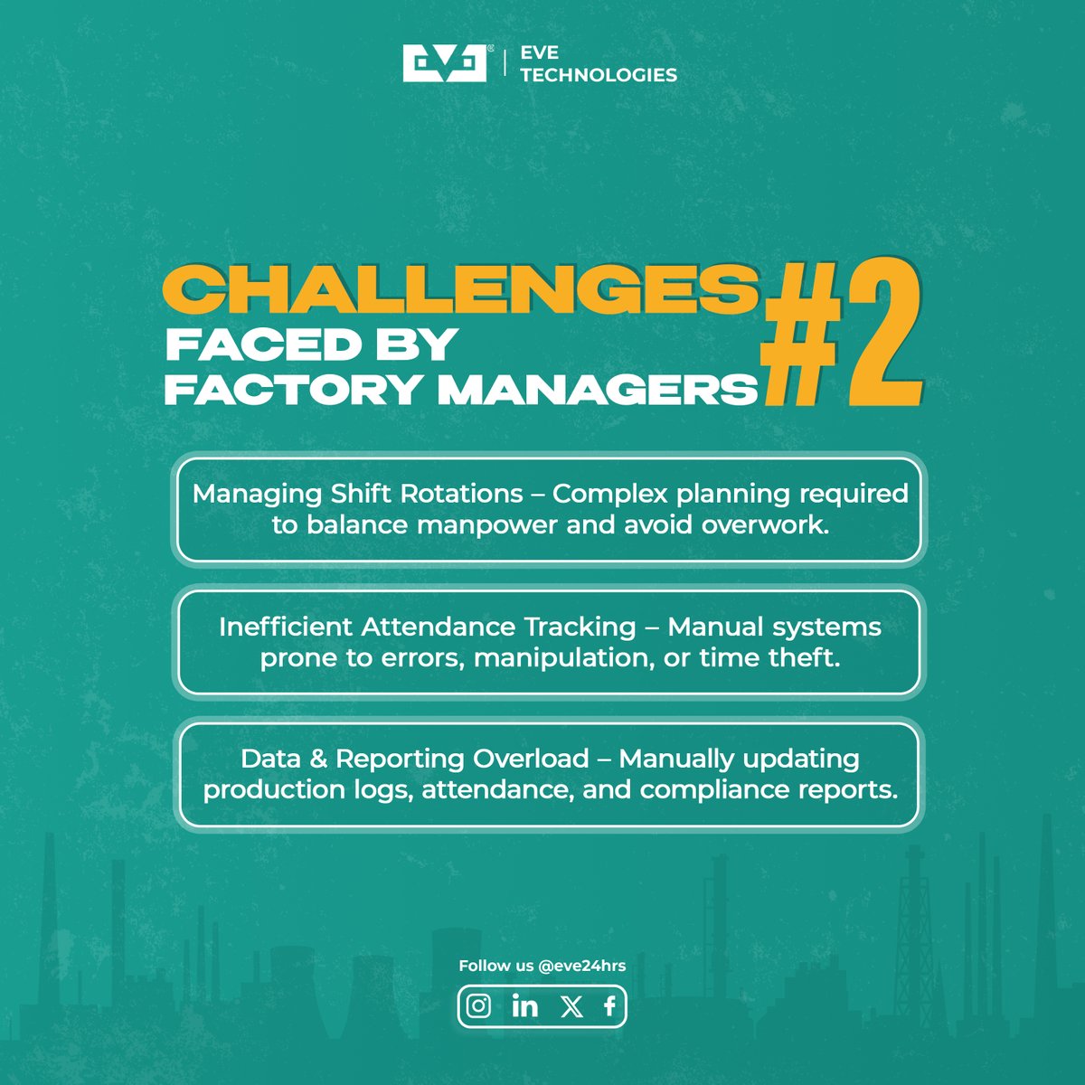 EveTechofficial's tweet image. From missed wages to mismanaged shifts—factory teams face real struggles every day.
We uncovered 3 critical challenges faced, swipe through to discover what’s broken—and how we’re fixing it.
#BlueCollarHR #FactoryManagement #HRtech #WorkforceSolutions #SmartHR #EveTechnologies