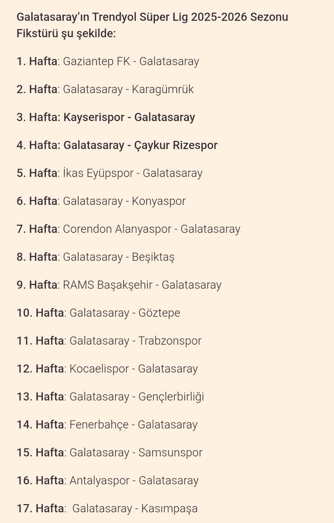 Galatasaray'ımızın 2025-2026 fikstürü 
#Hedef26
Başarılar <a href="/GalatasaraySK/">Galatasaray SK</a>