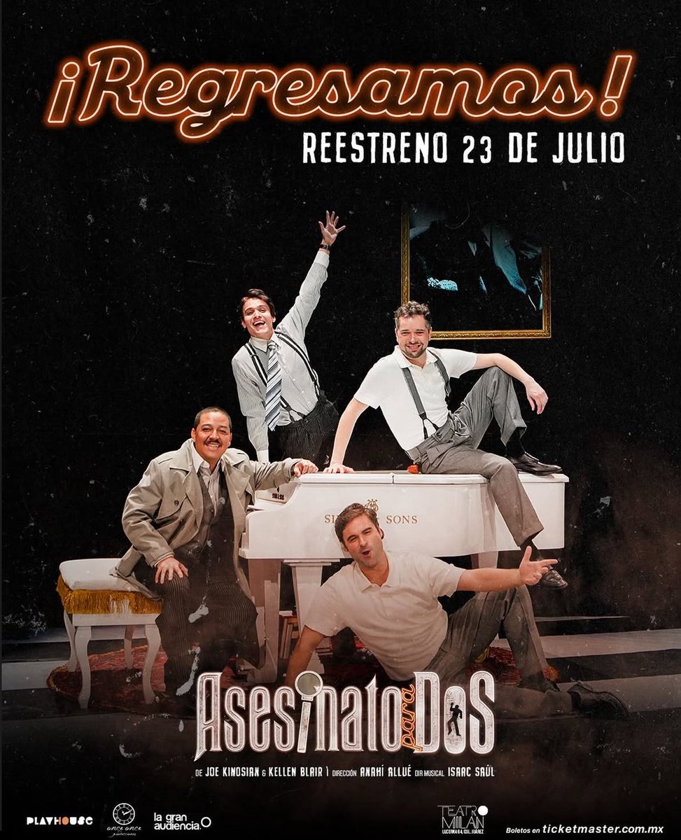 🎭 ¡Atención, amantes del crimen y de la comedia!

El misterio más hilarante del teatro vuelve a escena este 23 de julio.

“Asesinato para Dos” regresa con sus múltiples personajes, un piano, dos actores y muchas risas criminales.

📍Teatro Milán